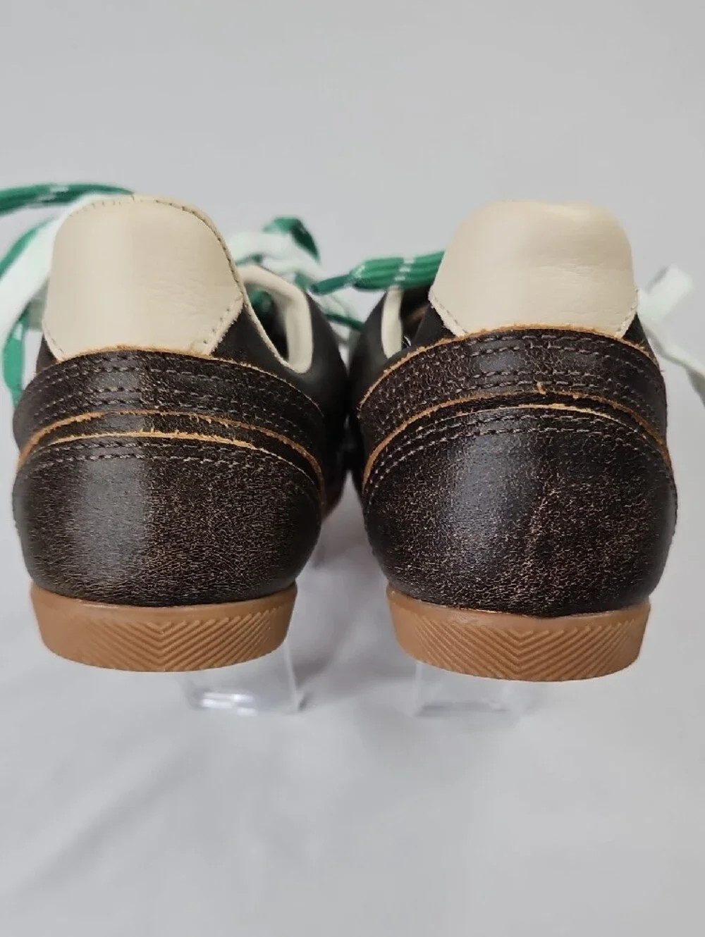 Dolce Vita Brown Leather Sneakers with Green and White Laces Size 7.5